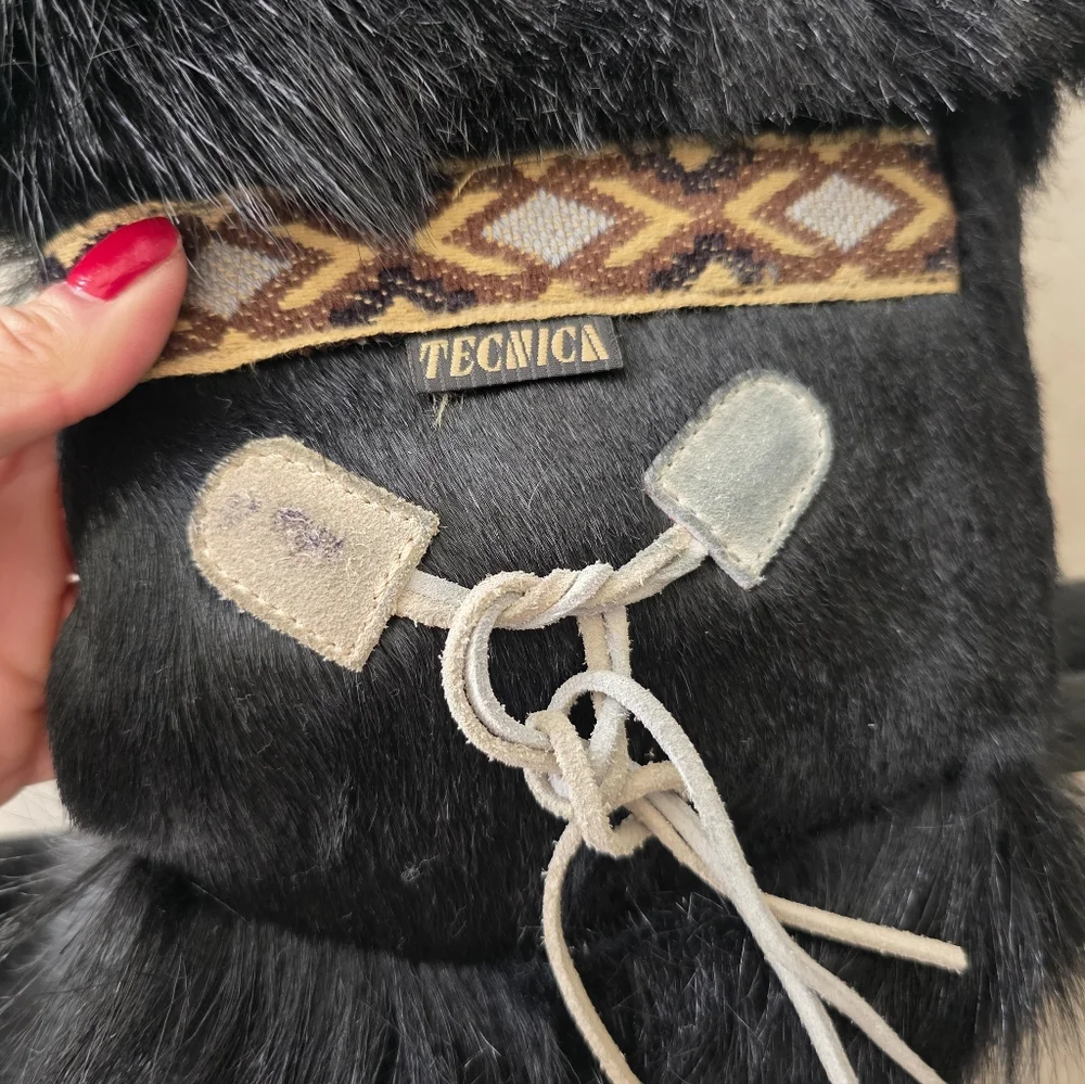Vintage Tecnica Black Fur Après Ski Boots | Size 6.5- 7 | Made in Italy